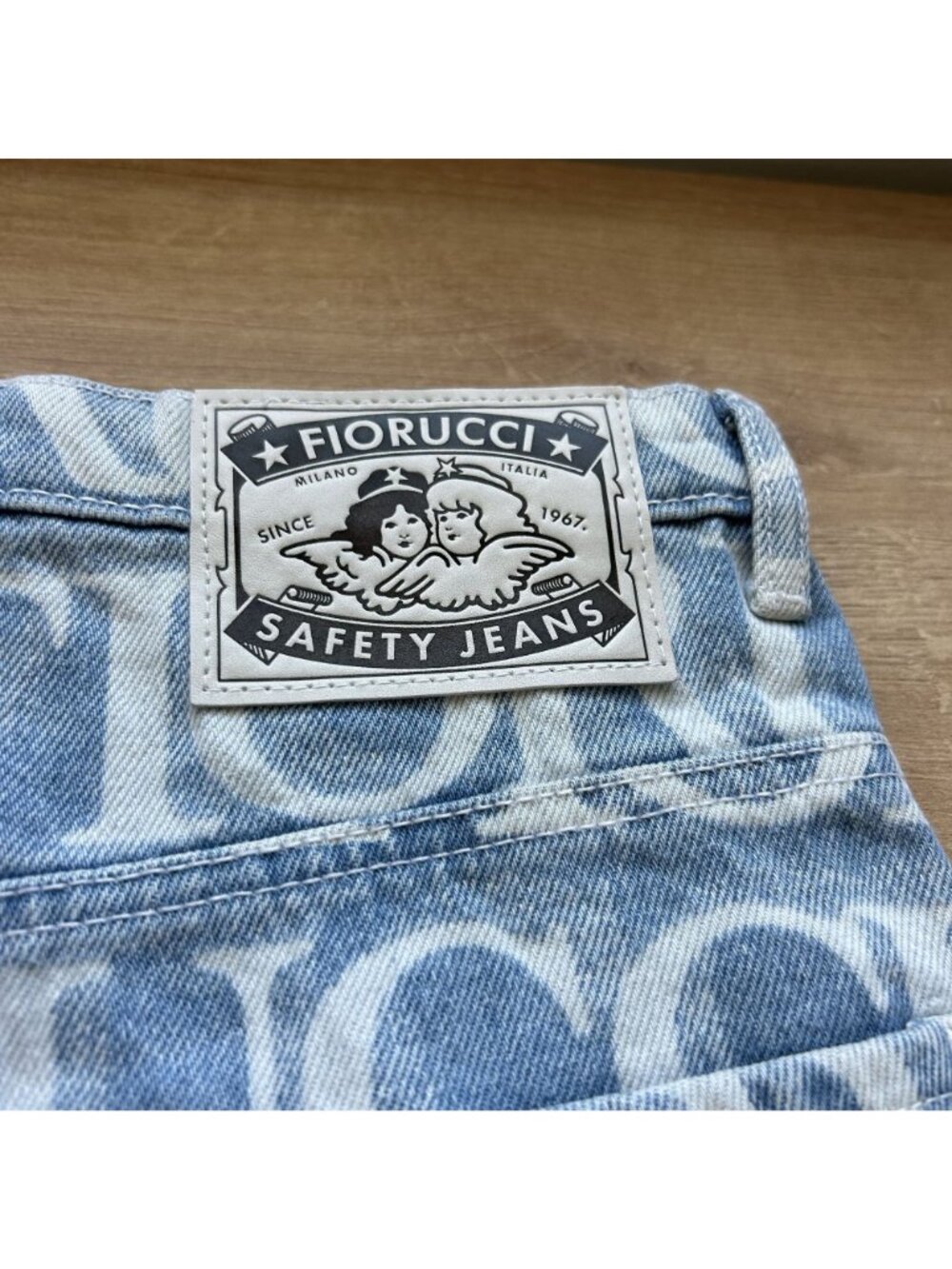 Fiorucci Light Vintage Blue Denim Monogram Pattern Mini Skirt Women's Size Large - Picture 4 of 6